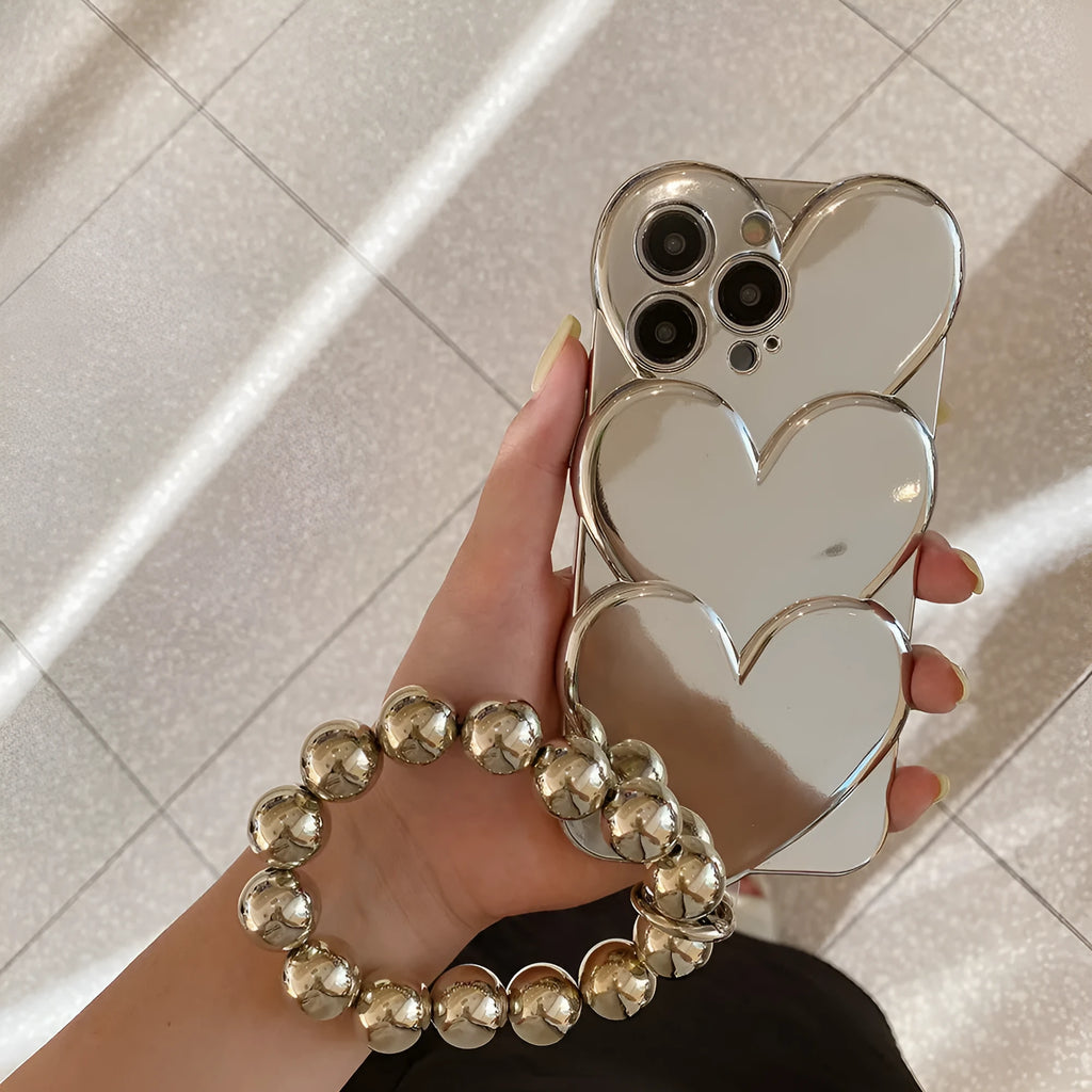Electroplating love three-dimensional TPU phone case for iPhone with love motif on back