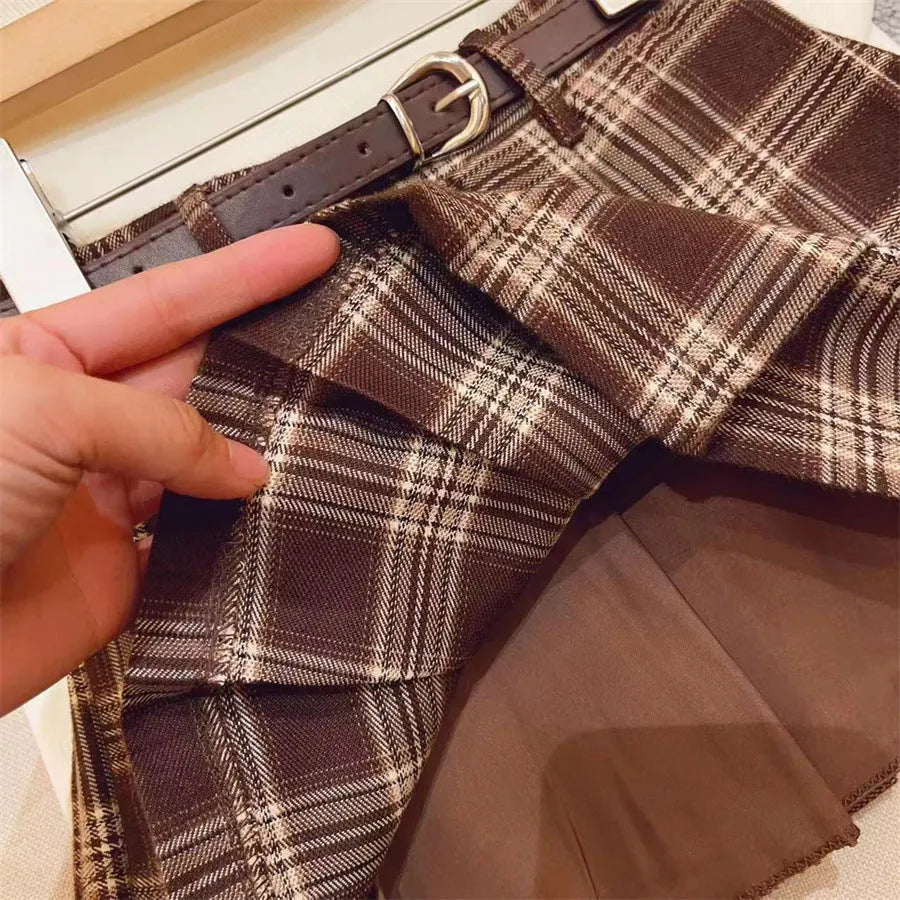 Children's plaid pleated skirt with cotton lining in A-line silhouette for heights 90-140cm