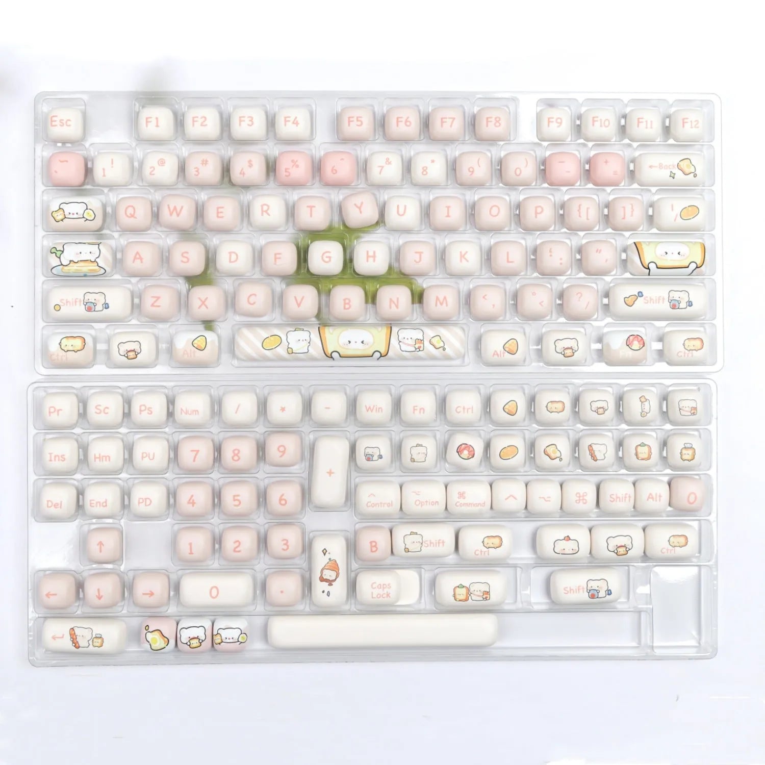 MOG profile PBT keycap full set with bread bear thermal sublimation design for mechanical keyboards
