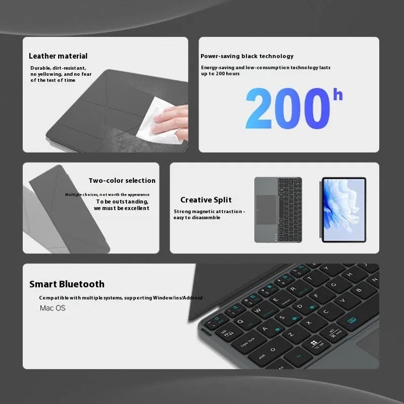 Grey wireless Bluetooth folding keyboard for mobile phones and tablets