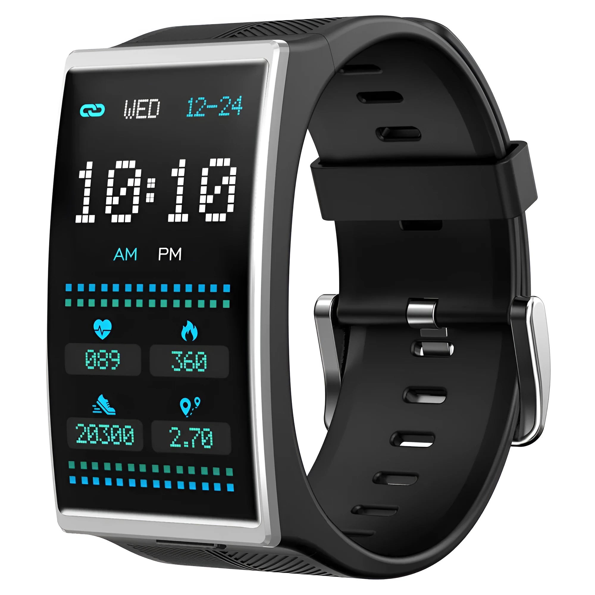 Black Bluetooth waterproof sports watch with 1.91-inch screen and silicone wrist strap