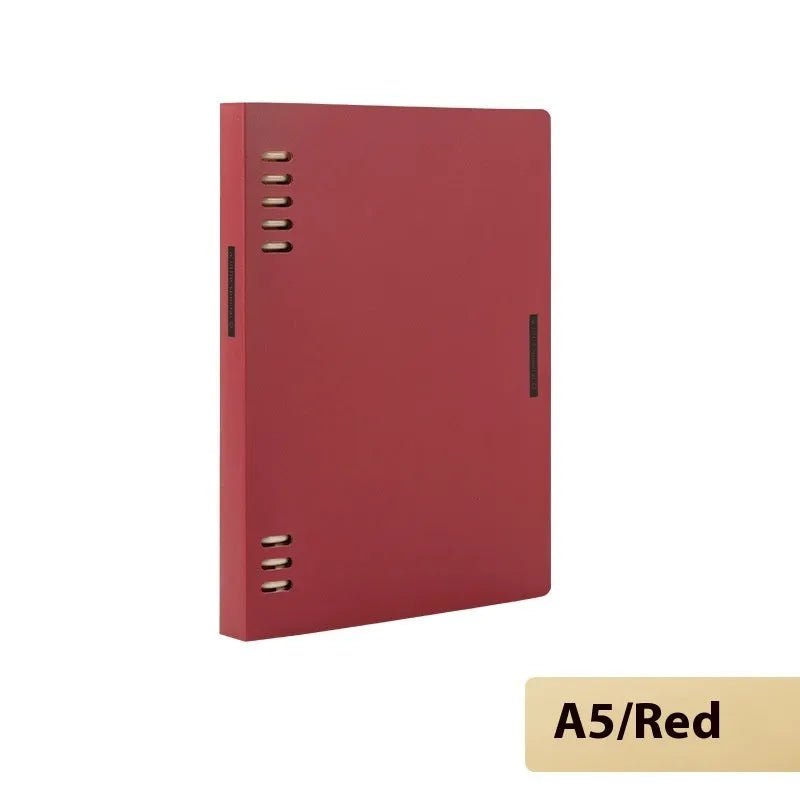 Refillable loose-leaf spiral notebook in B5 size with a pastel blue PP cover and lined pages.