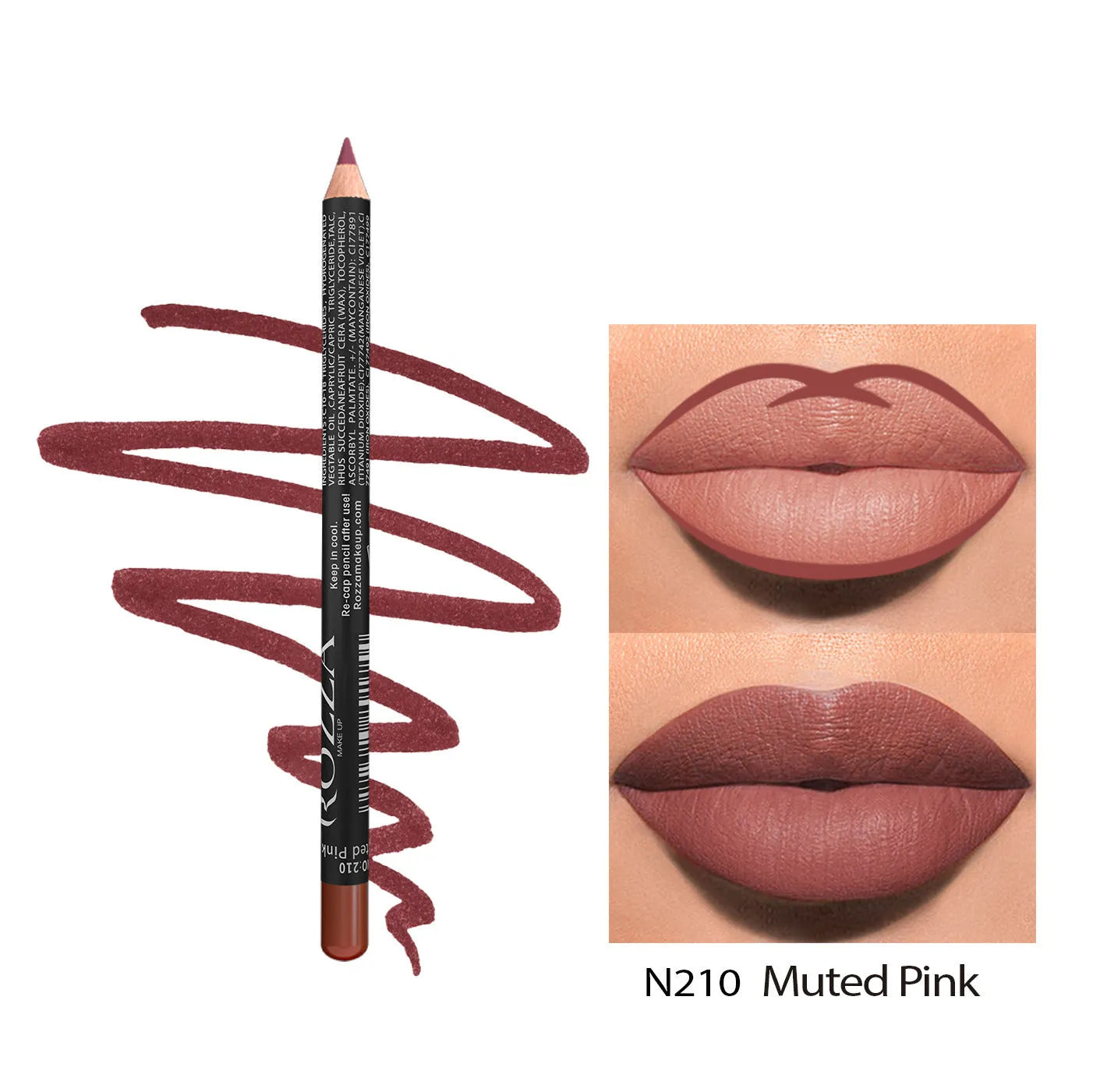Matte finish lip liner wood pencil in nude shades for long-lasting, waterproof wear.