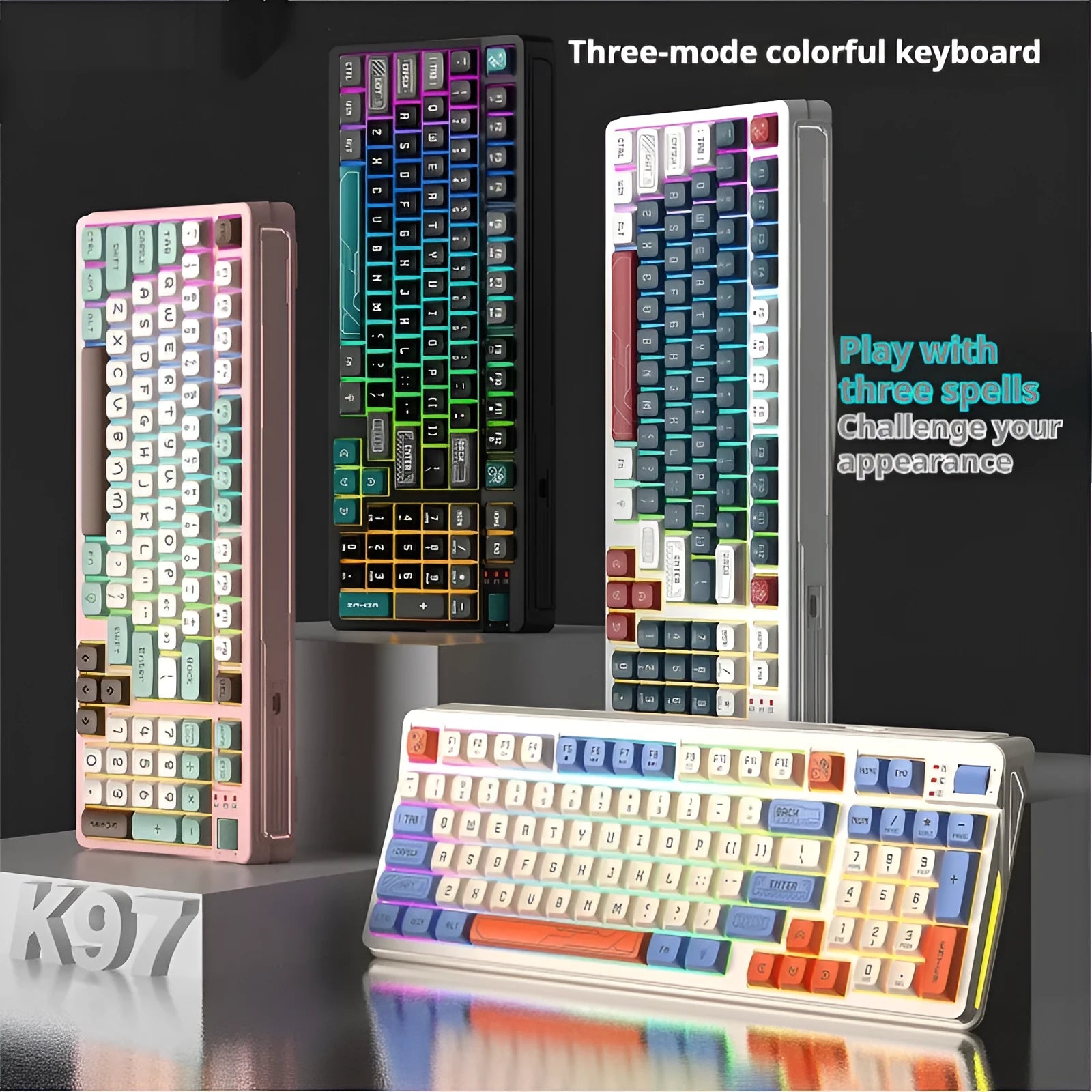 USB gaming keyboard with multi-colour backlight in a compact black and green design on a desktop