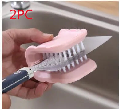 U-shaped ABS plastic knife and cutlery cleaner brush in kitchen setting