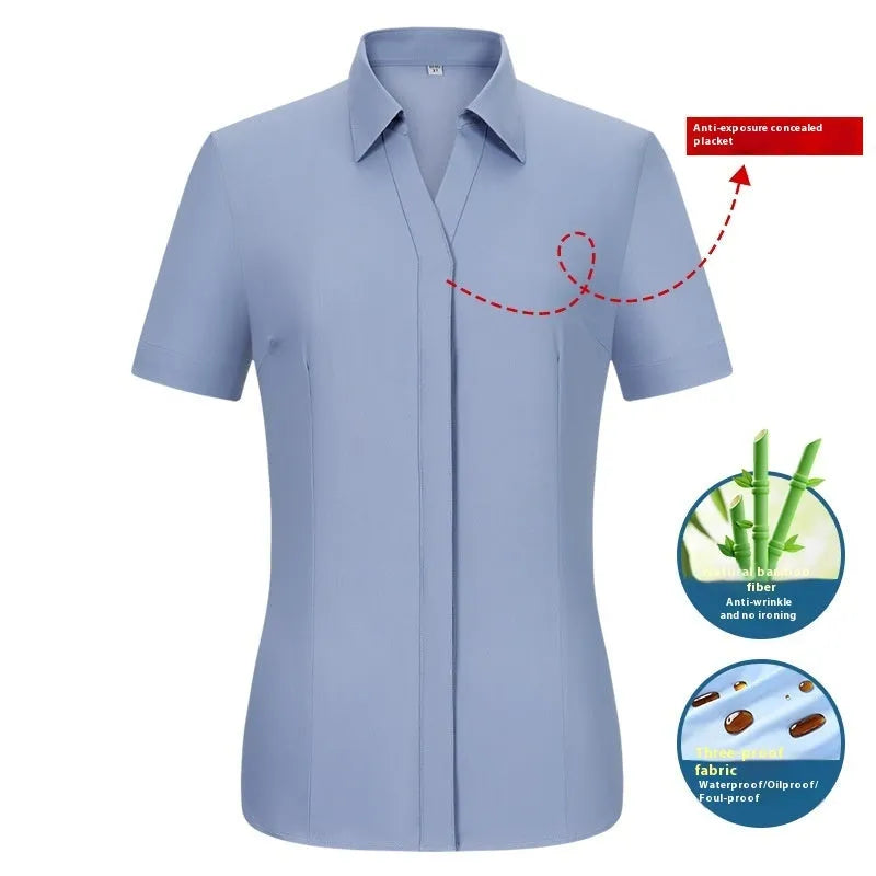 Men's slim fit square collar business shirt in bamboo fibre fabric, available in long and short sleeve styles.