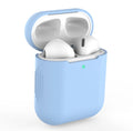 Silicone protective case for AirPods in a selection of colours including beige, blue, pink, and black.