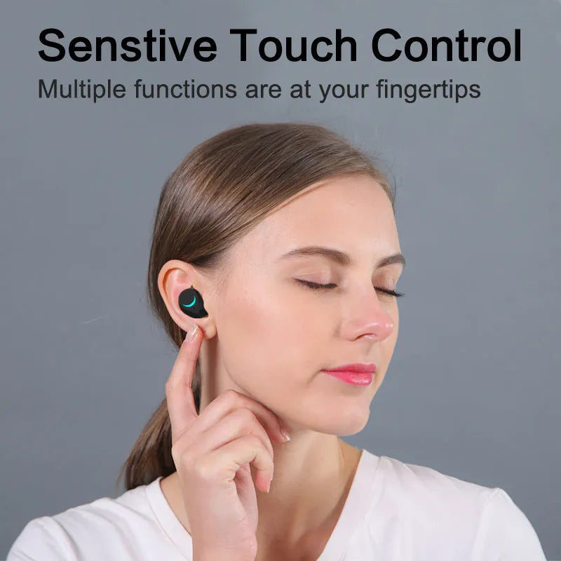 Black TWS Bluetooth wireless earbuds with in-ear design