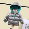 Boys thickened cotton winter jacket in black, plain round neck, western cardigan style, size 100cm