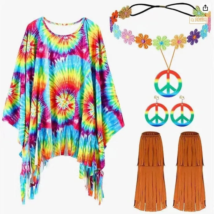 Adult wearing a vibrant pink and blue tie dye cloak with wide bell sleeves, showcasing the irregular hemline.