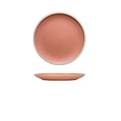10-inch pure blue matte finish ceramic dinner plate on a table.