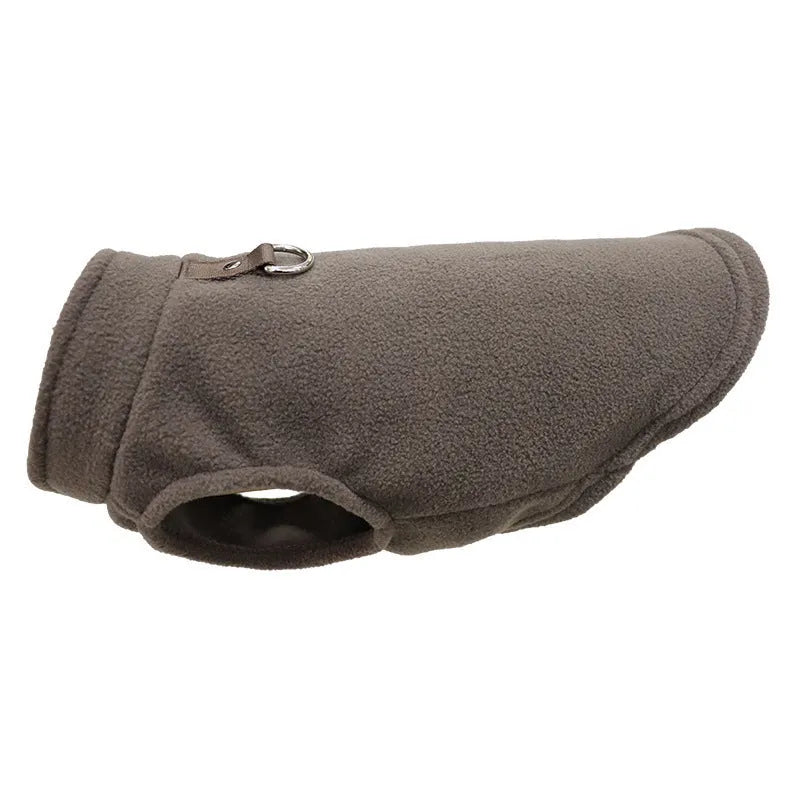 Polar fleece dog waistcoat winter coat in solid colours including red, black, blue, grey, green, purple, pink, brown