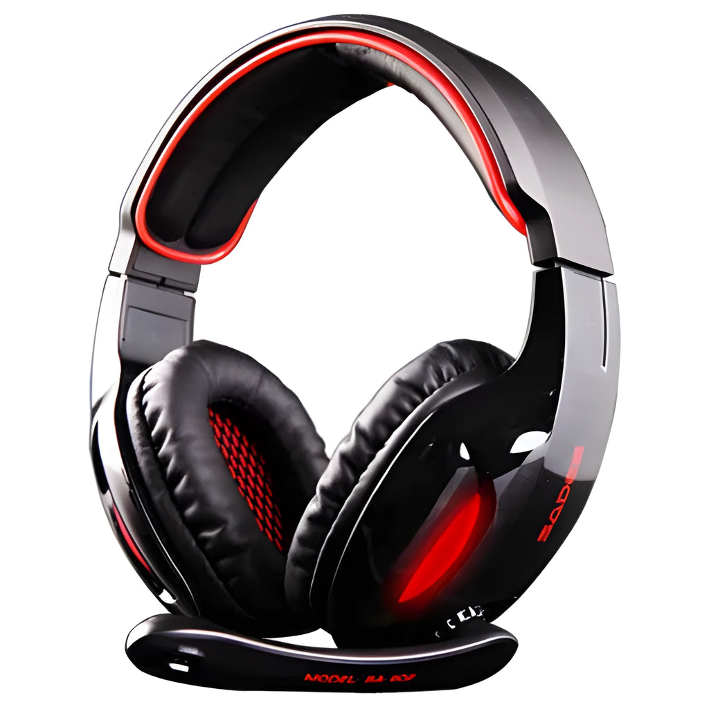 Black SADES SA902 wired USB gaming headset for PC with over-ear cups and adjustable microphone.
