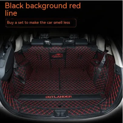 Custom 3D non-slip boot liner for Mitsubishi Outlander in a black colour with contrasting stitching.