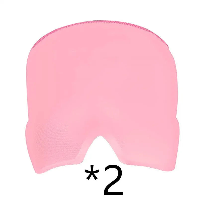 Black elastic cloth cooling gel eye mask for headache relief showing adjustable fit
