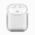 A black TPU and silicone protective case for Apple AirPods with shockproof earmuffs and an attached anti-lost rope.