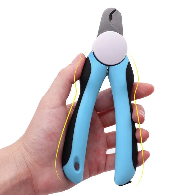 Blue heavy duty dog nail clippers with safety guard for large breed thick nails
