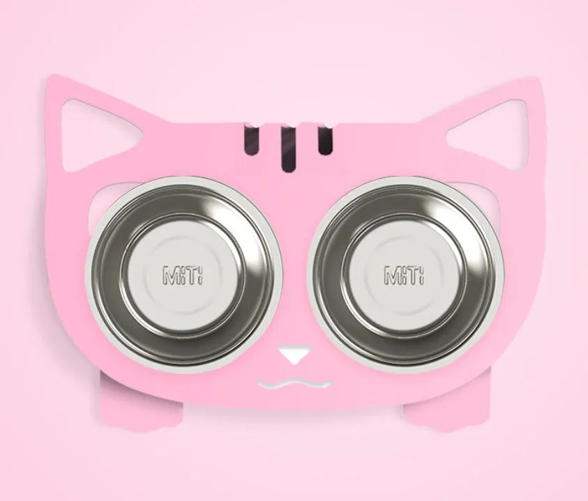 Anti-falling cat dog stainless steel feeding water bowl 35cm x 25cm x 80cm in black white pink blue