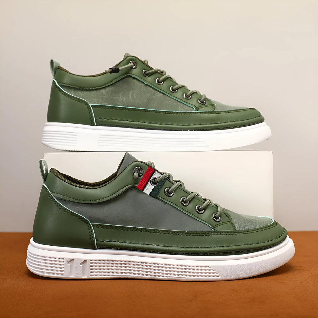 Men's grey high-cut casual sneakers with a bandage dress style, round toe, and a PU upper.