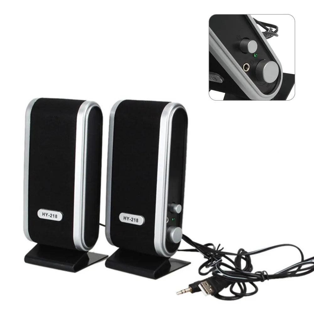 Black mini USB notebook speaker for computer audio enhancement with dual 3W output