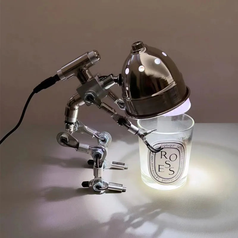 Silver copper robot atmosphere light with customisable graphics in 22cm or 29cm sizes