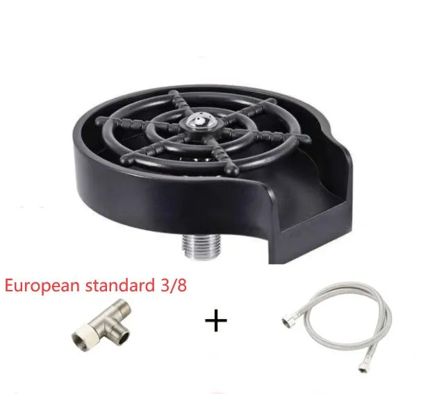 Black automatic stainless steel glass washer with ABS base and copper hose for pressure washer.