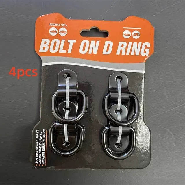 Black galvanised pull ring floor hook for truck interior cargo organisation