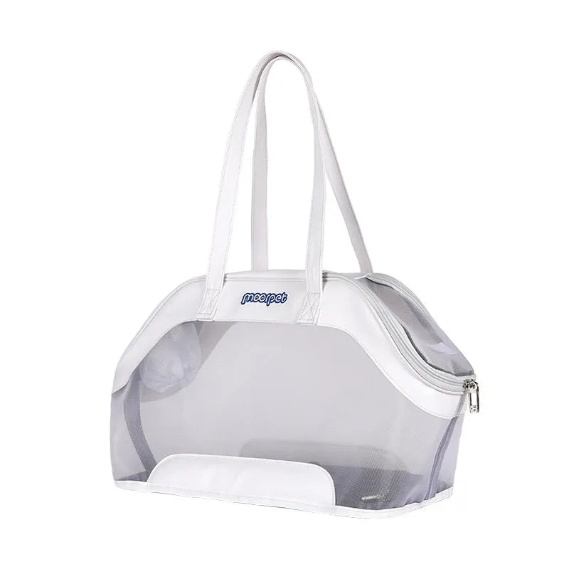 MOORPET medium-hardness leather cat carry bag with 25L capacity in a solid colour