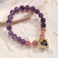 Stone bracelet with crystal string beads and metal peace buckle closure in asterism juyun colour