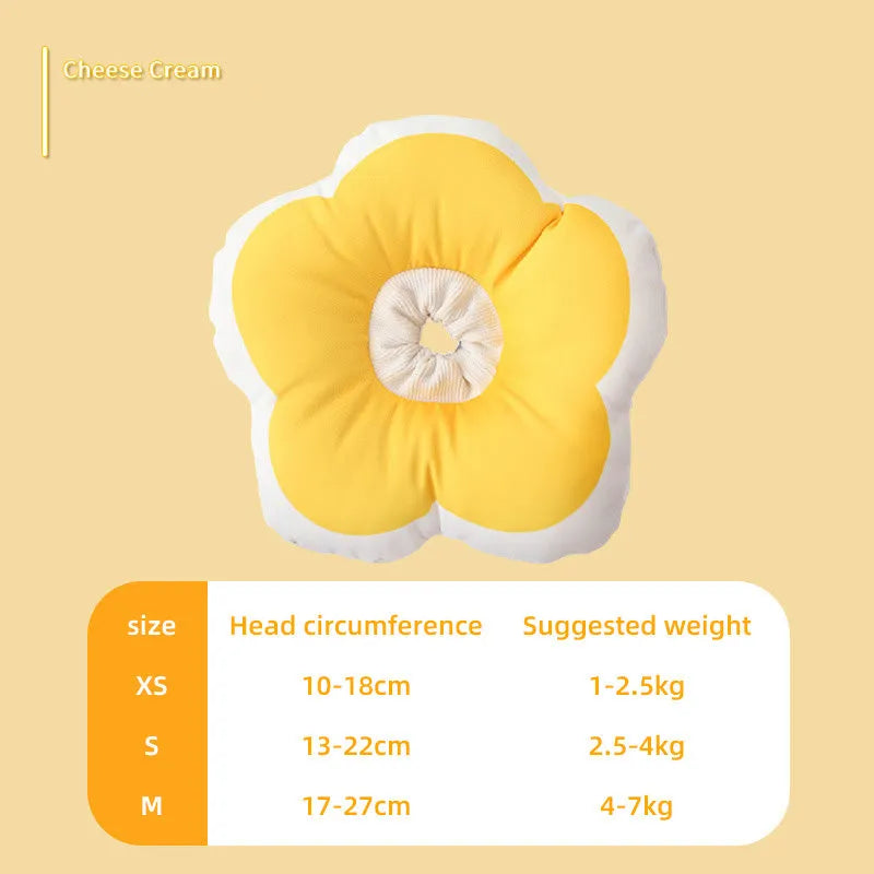 Adjustable cotton flower collar for cats in various colours on a white background