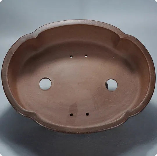 Traditional purple clay bonsai pot with classical design, 50cm wide plant container