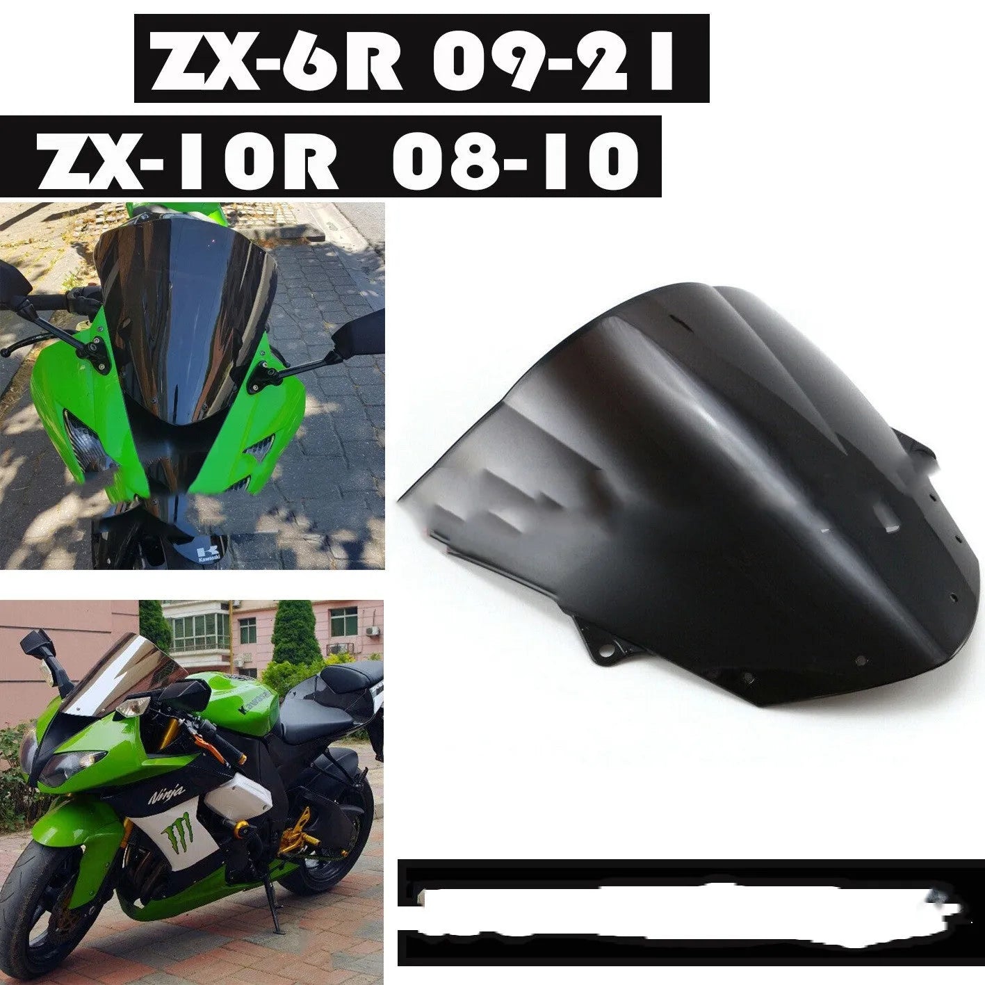 Blue tinted motorcycle windscreen for Kawasaki ZX-6R and ZX-10R models.