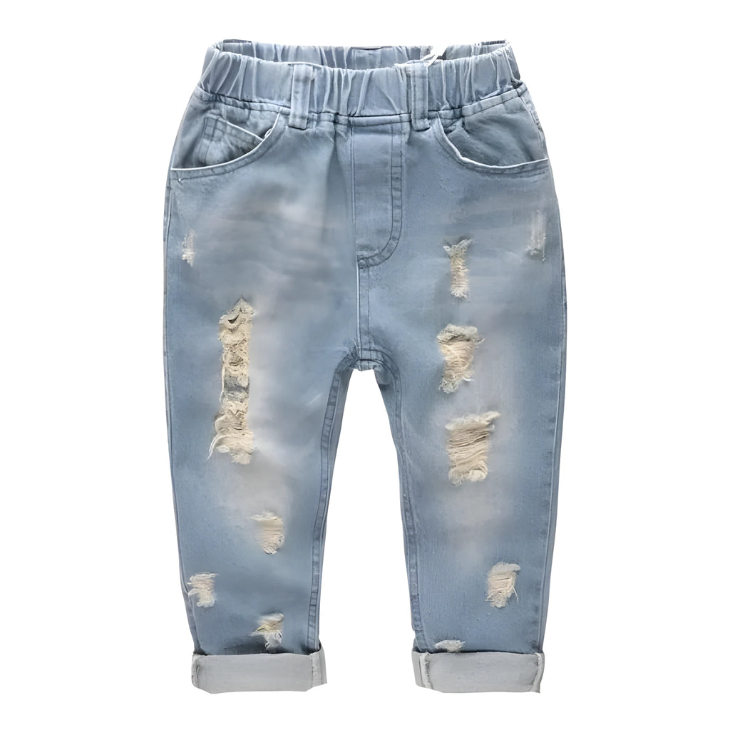 Light blue cotton skinny jeans for children in slim fit style