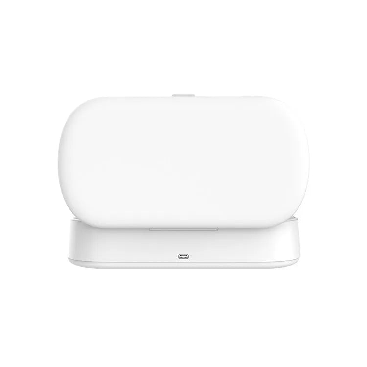 White UV steriliser and wireless charging box for mobile phones and small items