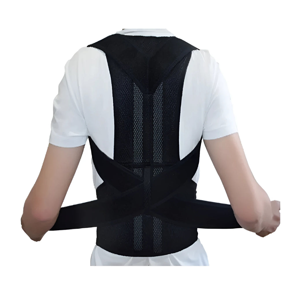 Adjustable spine posture correction belt in black for men and women spandex lycra back support