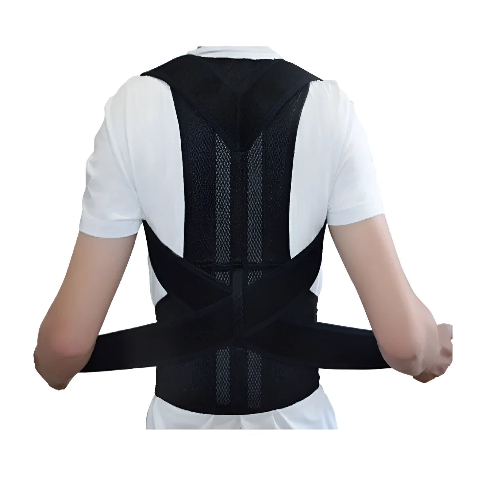 Adjustable spine posture correction belt in black for men and women spandex lycra back support