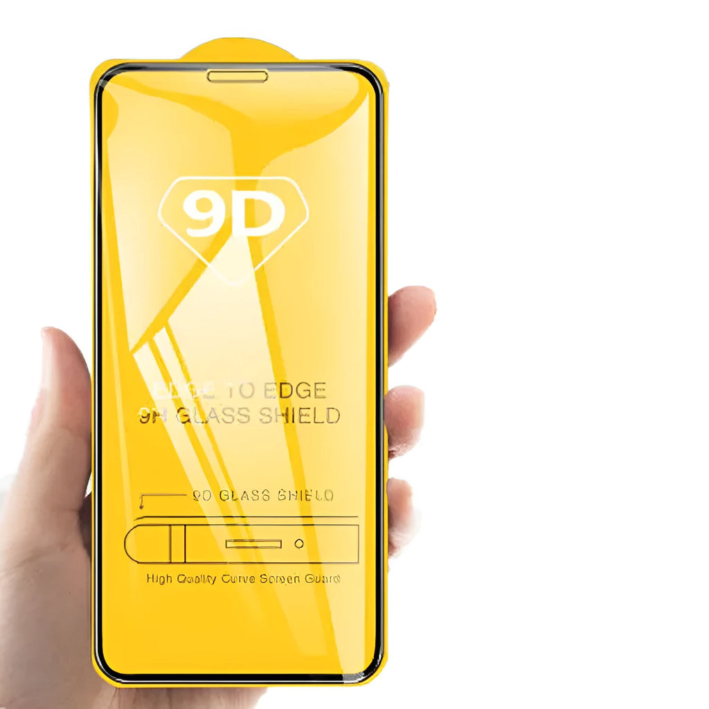 Black tempered glass screen protector for Xiaomi phones showing full coverage design