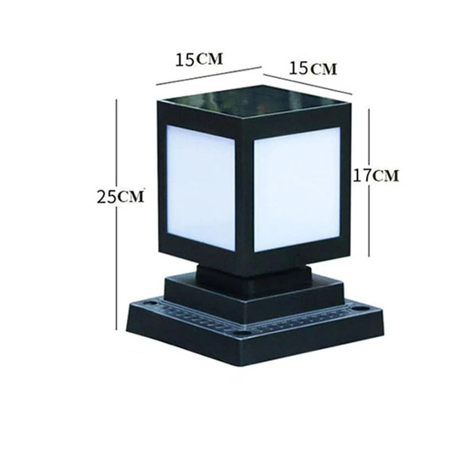 Solar-powered LED garden light in a UK garden setting, showing waterproof design and light emission.