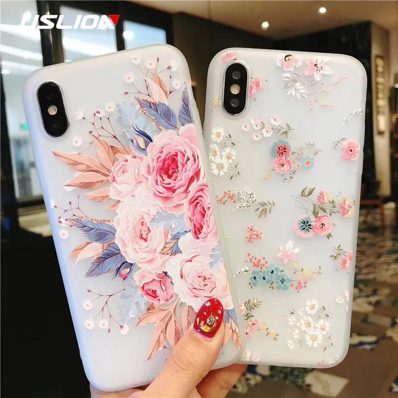 Gold foil epoxy flower pattern iPhone back cover case for iPhone 11 Pro on a table