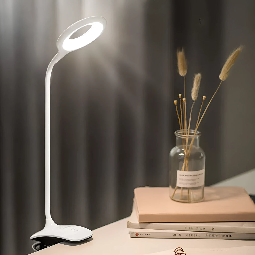 Rechargeable table lamp with touch switch and USB port in green, pink, or white colour