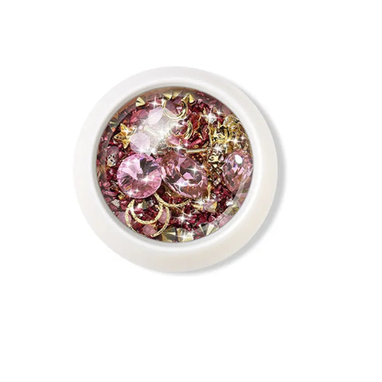 Set of metal nail art diamond and rivet sequins in six colours 89g