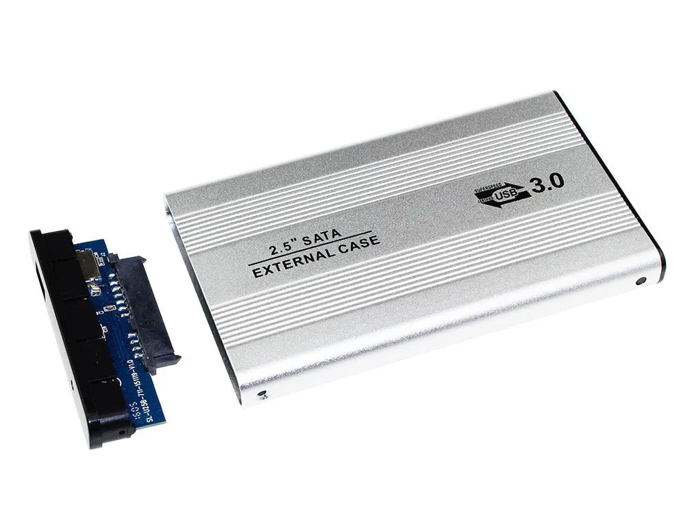 Metal hard disk enclosure with USB 3.0 cable, black, for 2.5 inch SATA drives