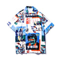 Summer Tide casual printed short sleeve flower shirt for men and women in graph colour on a white background
