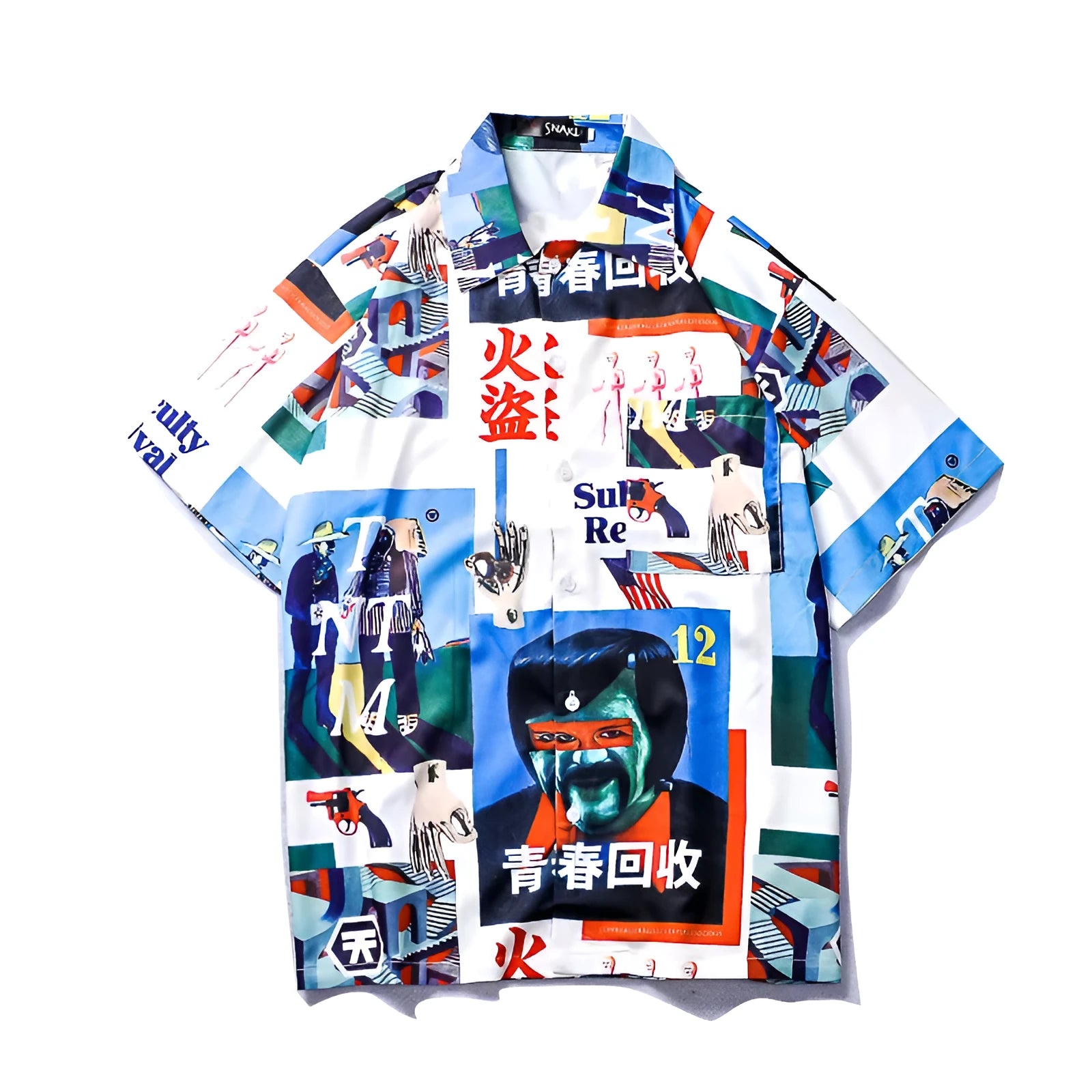 Summer Tide casual printed short sleeve flower shirt for men and women in graph colour on a white background