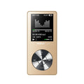 Gold portable metal MP3 music player with a 1.8-inch screen and key controls