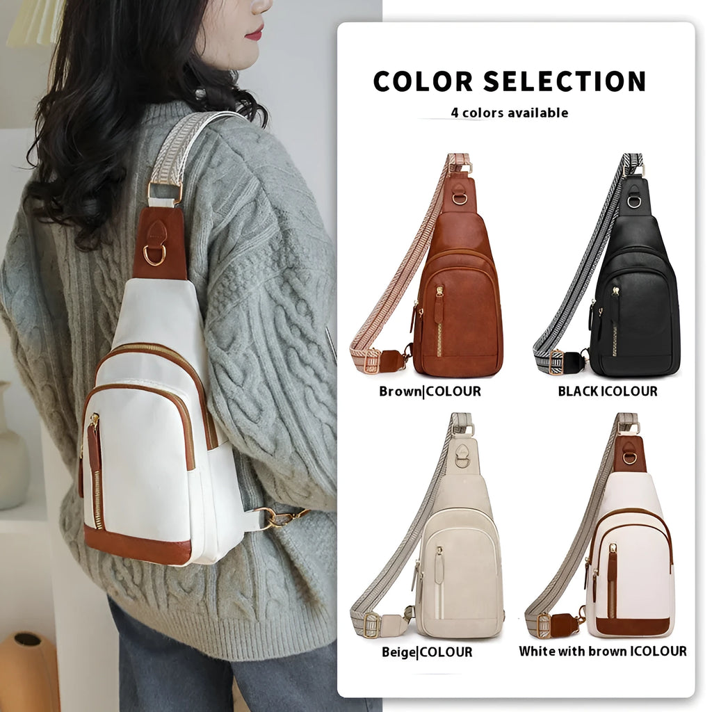 Soft brown PU leather women's crossbody messenger bag with an open front pocket and adjustable strap.