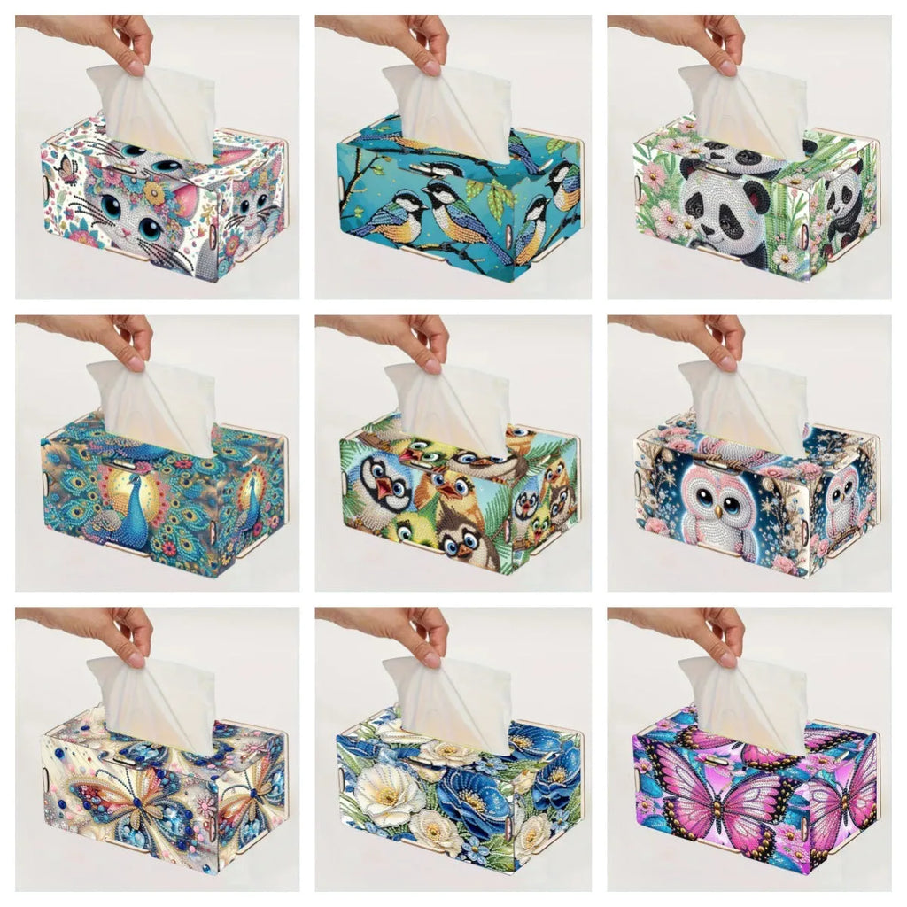 Handmade diamond painting mosaic tissue box cover wooden frameless modern simplicity style