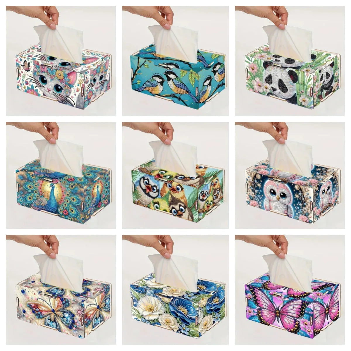 Handmade diamond painting mosaic tissue box cover wooden frameless modern simplicity style