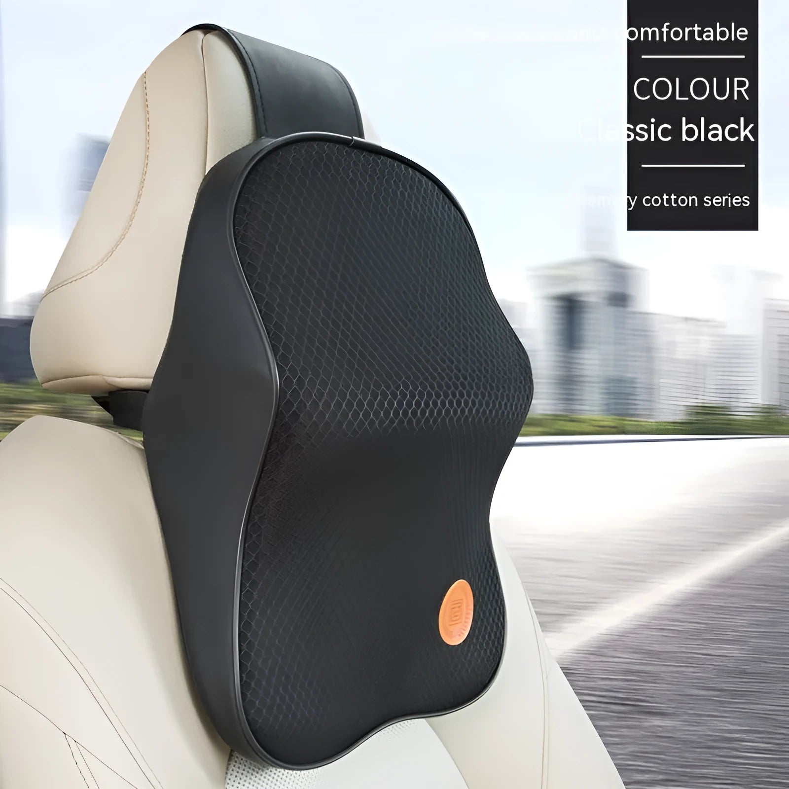 Memory foam car headrest pillow and lumbar support pillow set in seven colour options
