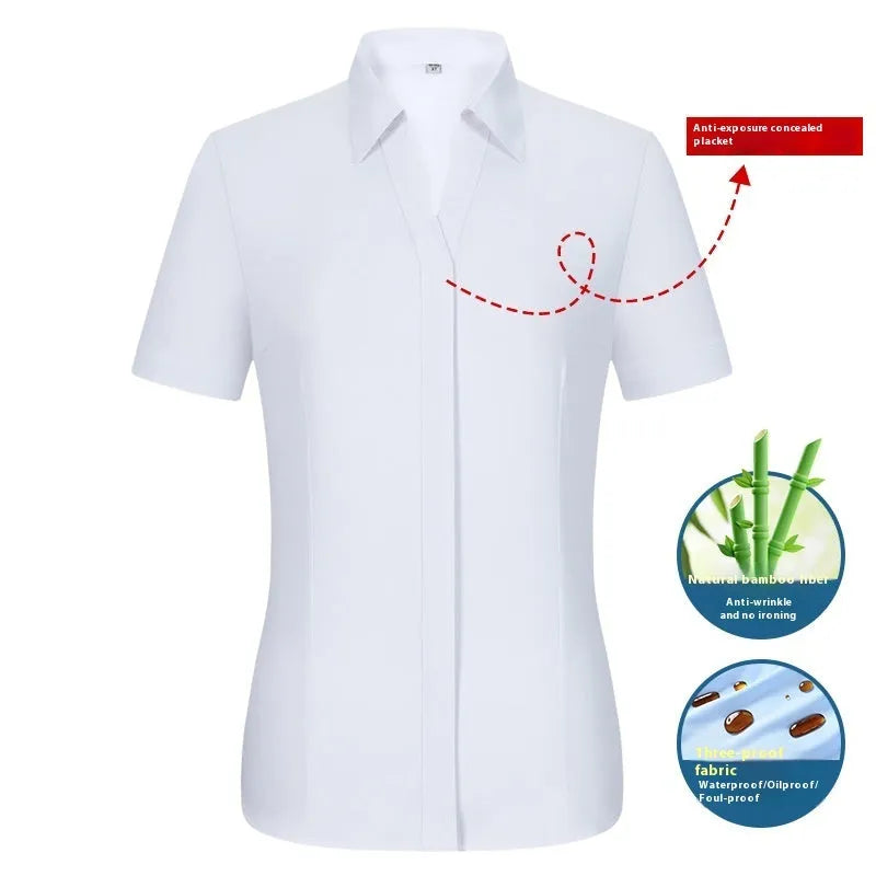 Men's slim fit square collar business shirt in bamboo fibre fabric, available in long and short sleeve styles.